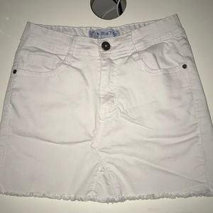 home-sewn white skirt